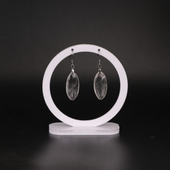 Boucles d'oreilles ovale en Cristal de Roche attache crochet