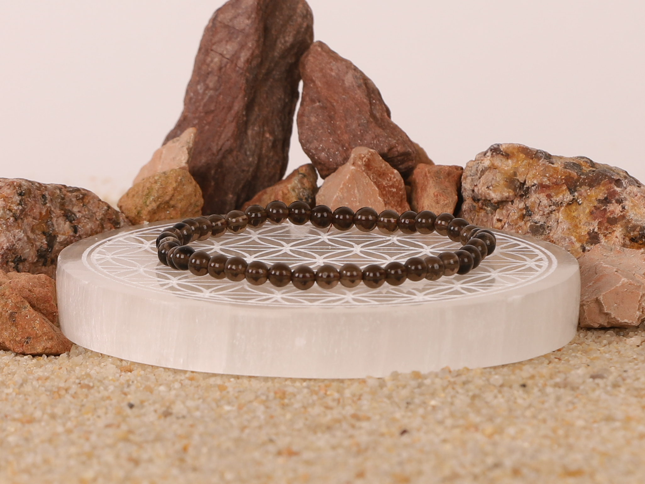 Bracelet Quartz Fumé 'A' perles 4mm 3