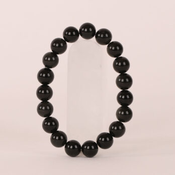 Bracelet Obsidienne Dorée 'A' perles 10mm