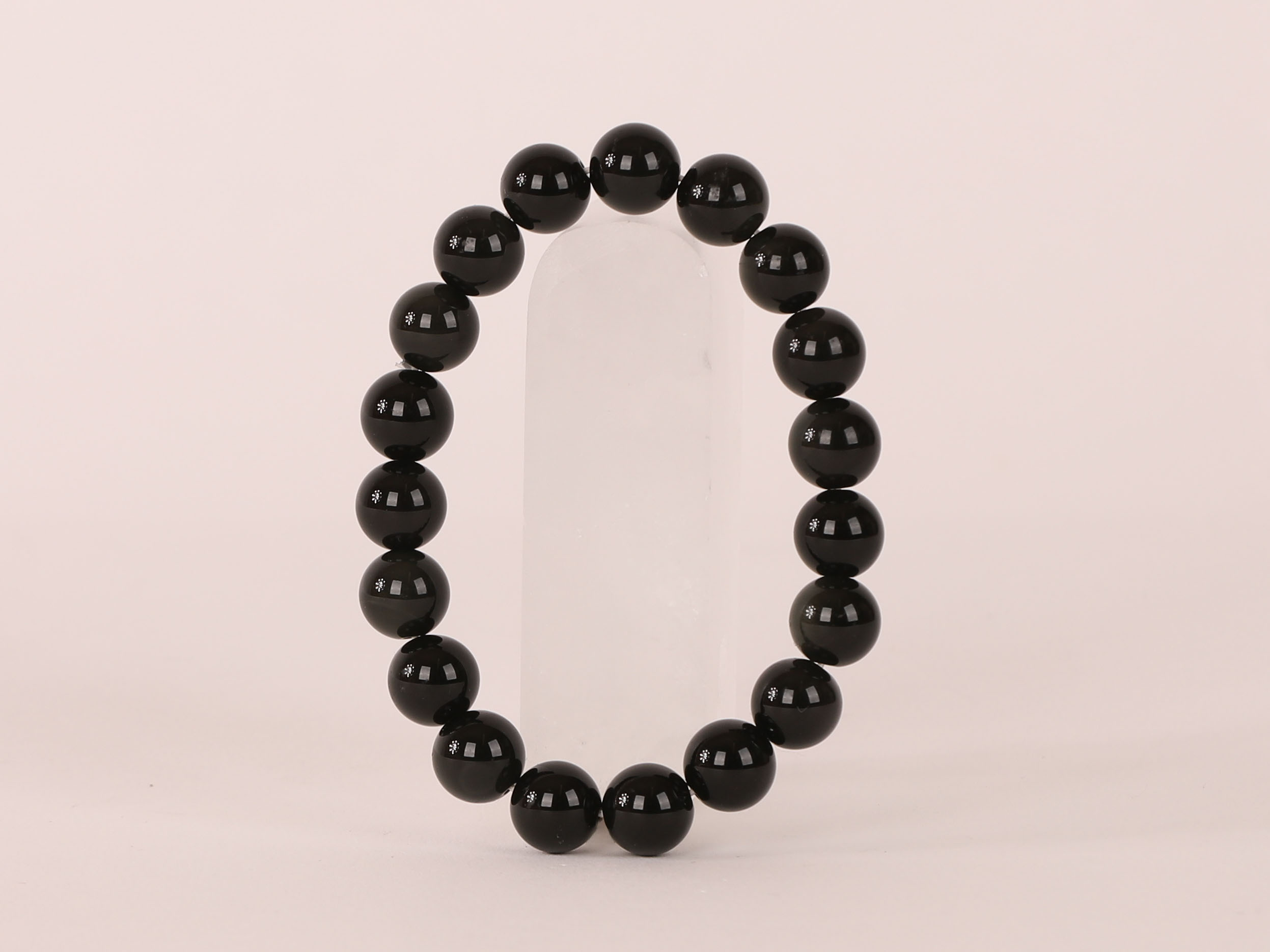 Bracelet Obsidienne Dorée 'A' perles 10mm