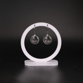 Boucles d'oreilles cercle en Cristal de Roche attache ronde