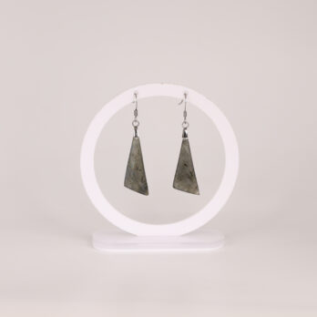 Boucles d'oreilles triangle Labradorite arc-en-ciel attache crochet