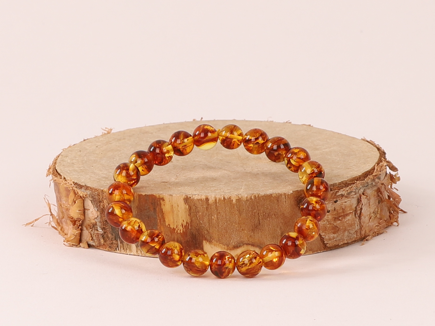 Bracelet Ambre sombre catégorie ‘A’ perles 8mm 2