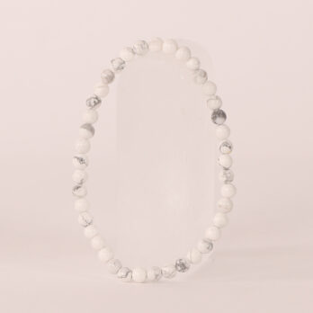 Bracelet Howlite Blanche 'A' perles 4mm