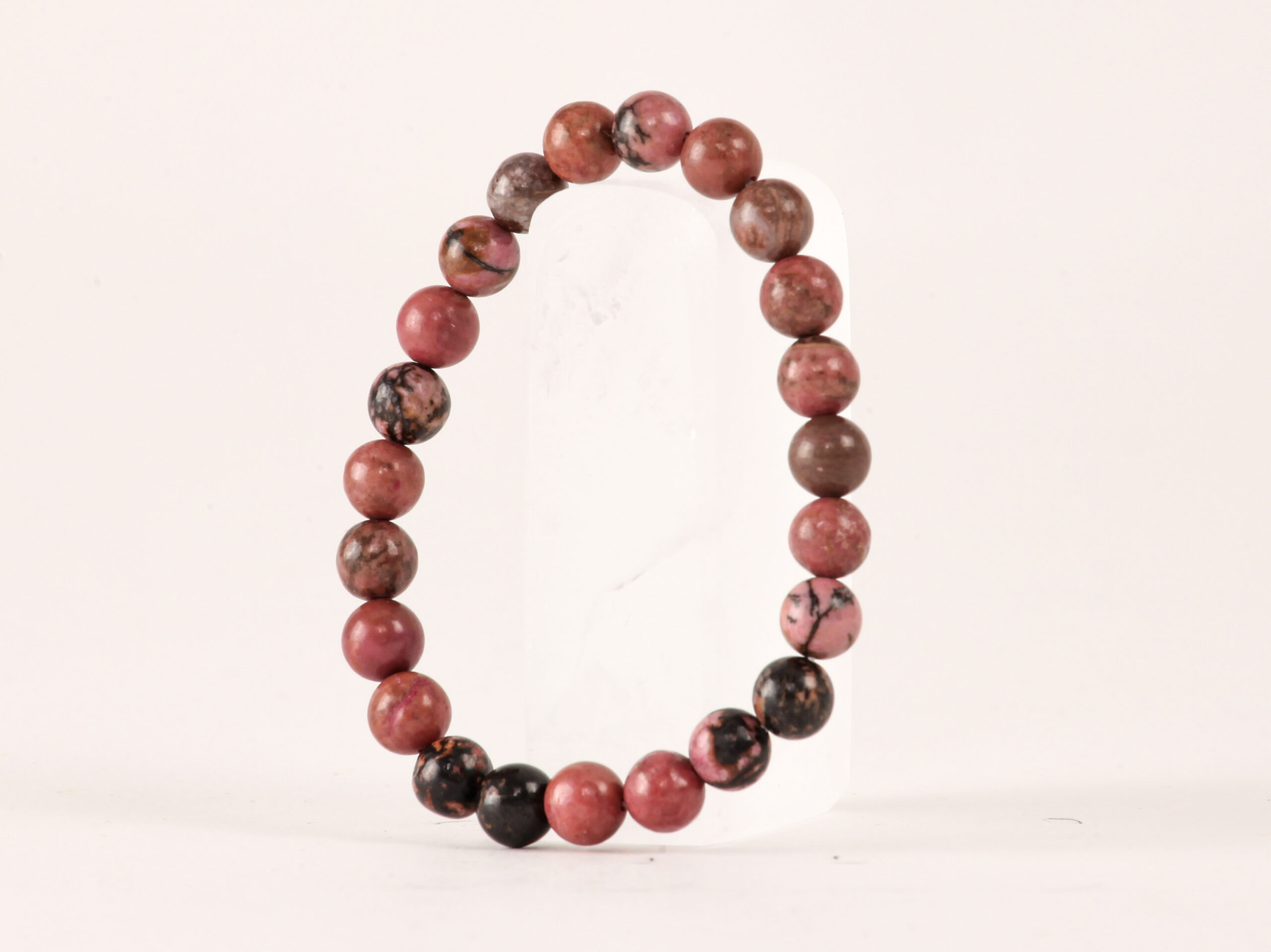 Bracelet Rhodonite Black Line 'A' perles 8mm 1 Bracelet Rhodonite Black Line 'A' perles 8mm