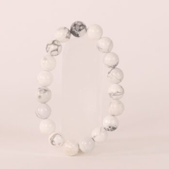 Bracelet Howlite Blanche 'A' perles 10mm