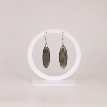 Boucles d'oreilles ovale Labradorite arc-en-ciel attache crochet