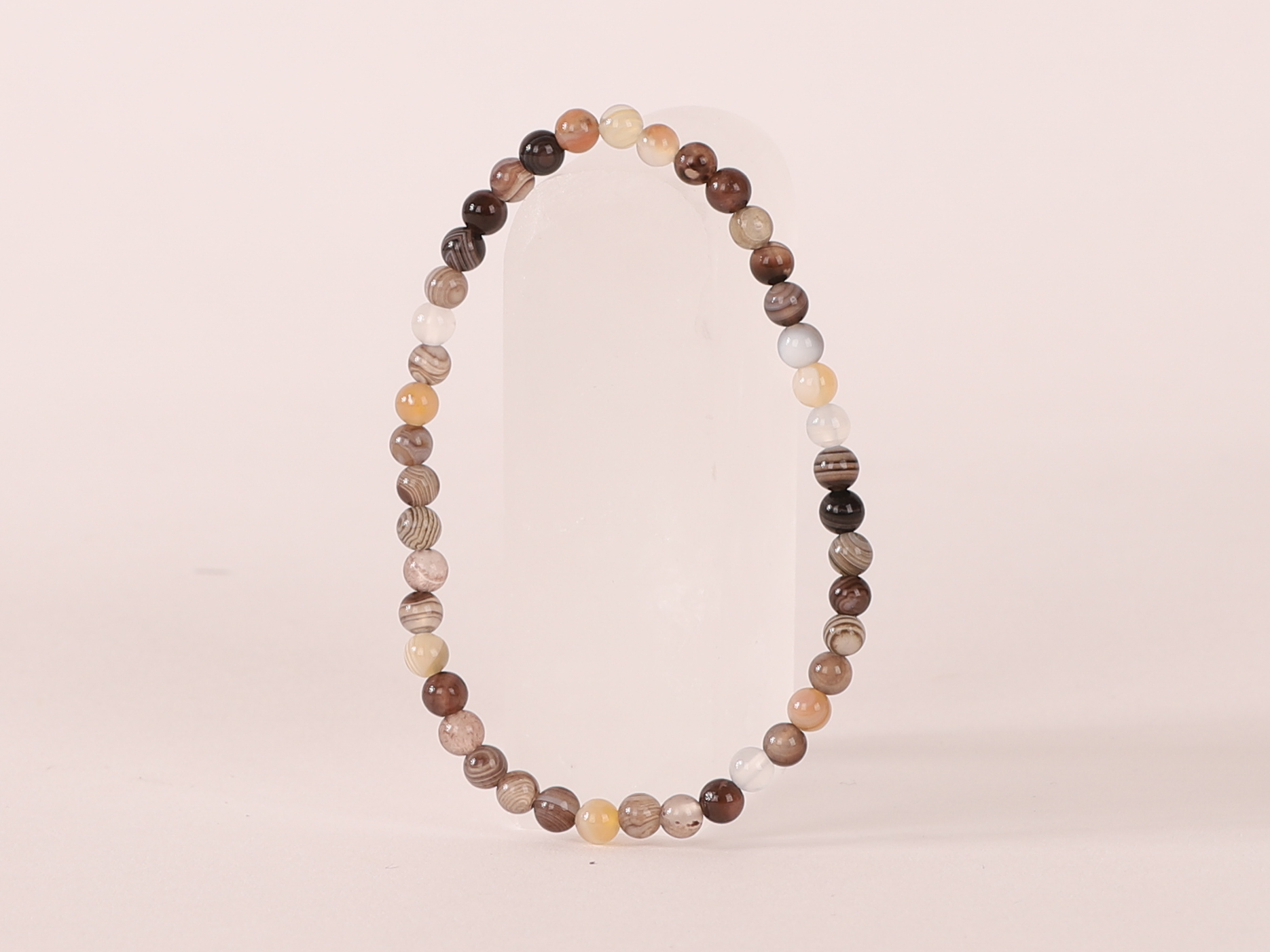 Bracelet Agate Botswana 'A' perles 4mm 4 Bracelet Agate Botswana 'A' perles 4mm