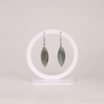 Boucles d'oreilles marquise Labradorite verte attache crochet