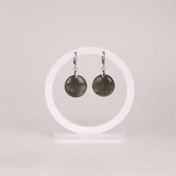 Boucles d'oreilles cercle Labradorite arc-en-ciel attache ronde