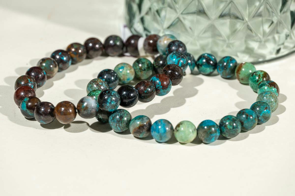 Bracelet Chrysocolle 'AA' perles 8mm 2 yV4YW