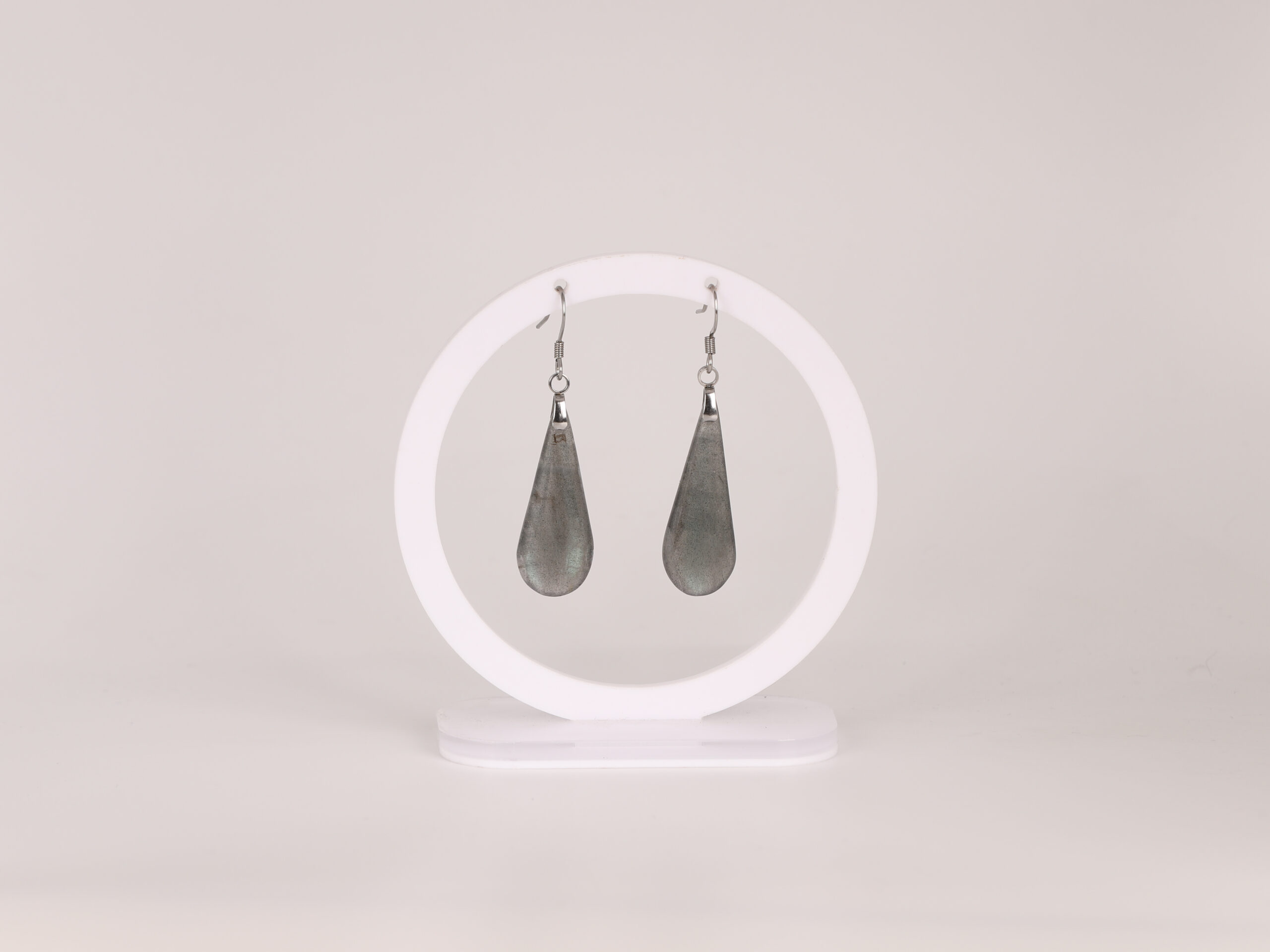 Boucles d'oreilles goutte Labradorite verte attache crochet