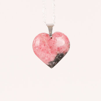 Pendentif coeur Rhodonite black line