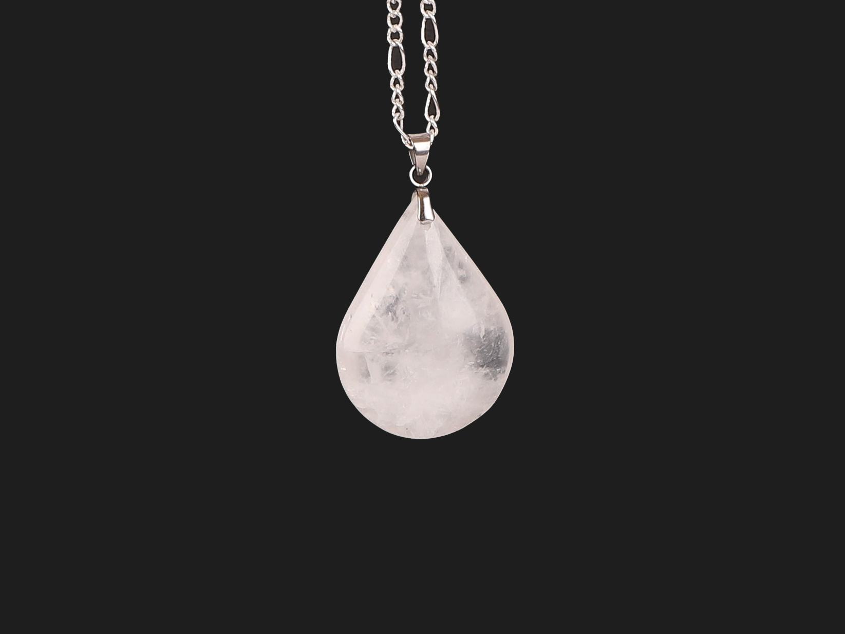 Pendentif goutte Cristal de Roche blanc