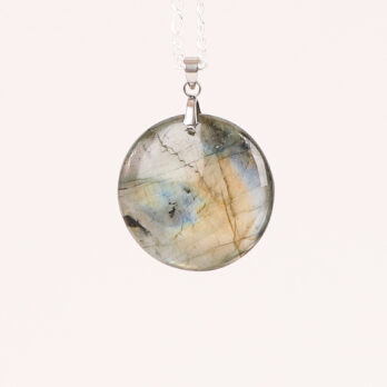 Pendentif cercle Labradorite arc-en-ciel
