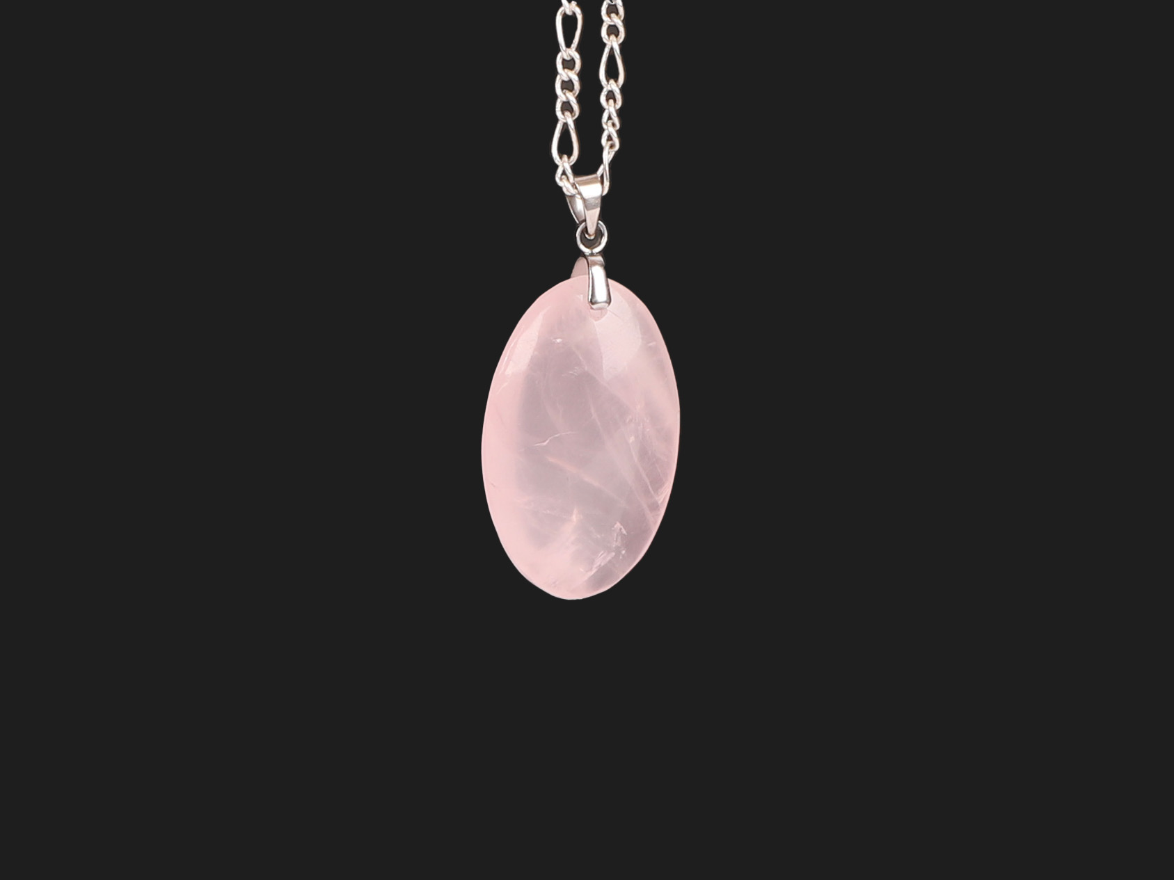 Pendentif ovale Quartz Rose
