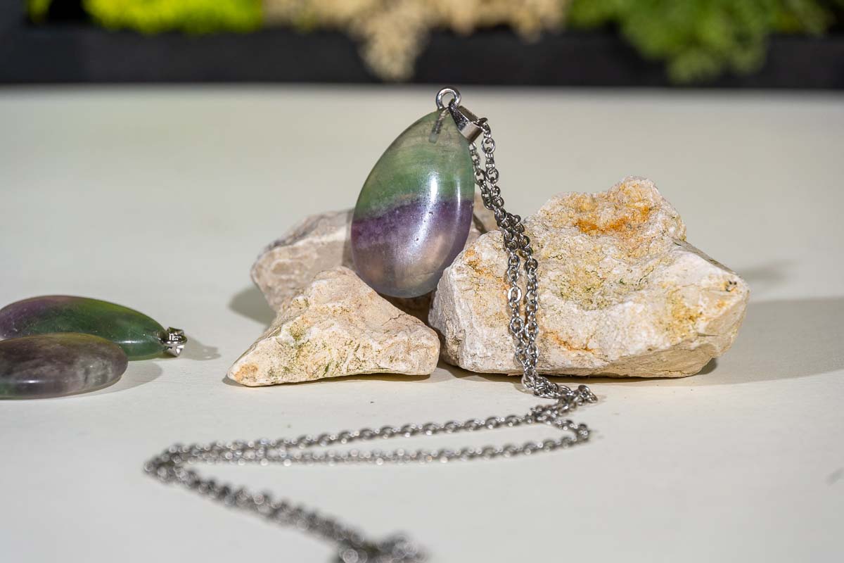 Pendentif larme Fluorite 1 Pendentif larme Fluorite