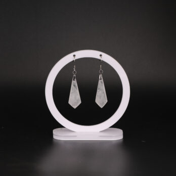 Boucles d'oreilles cravate en Cristal de Roche blanc attache crochet