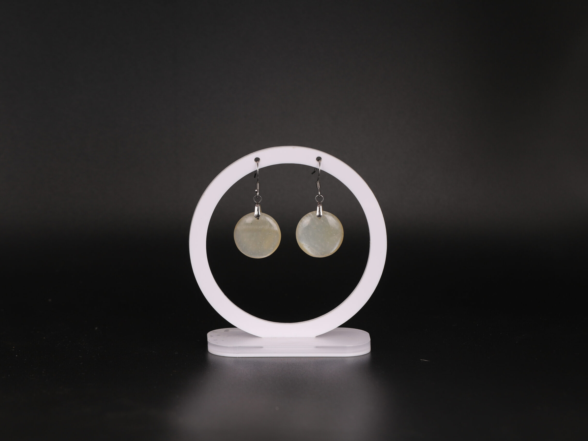 Boucles d'oreilles cercle Pierre de Lune attache crochet