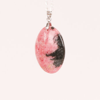 Pendentif ovale Rhodonite black line