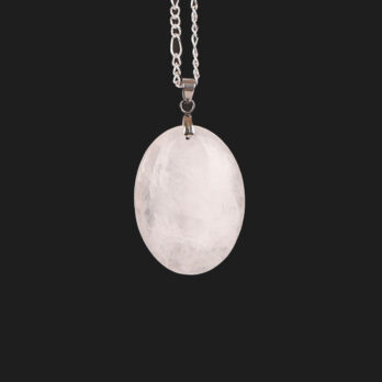 Pendentif ovale Cristal de Roche blanc