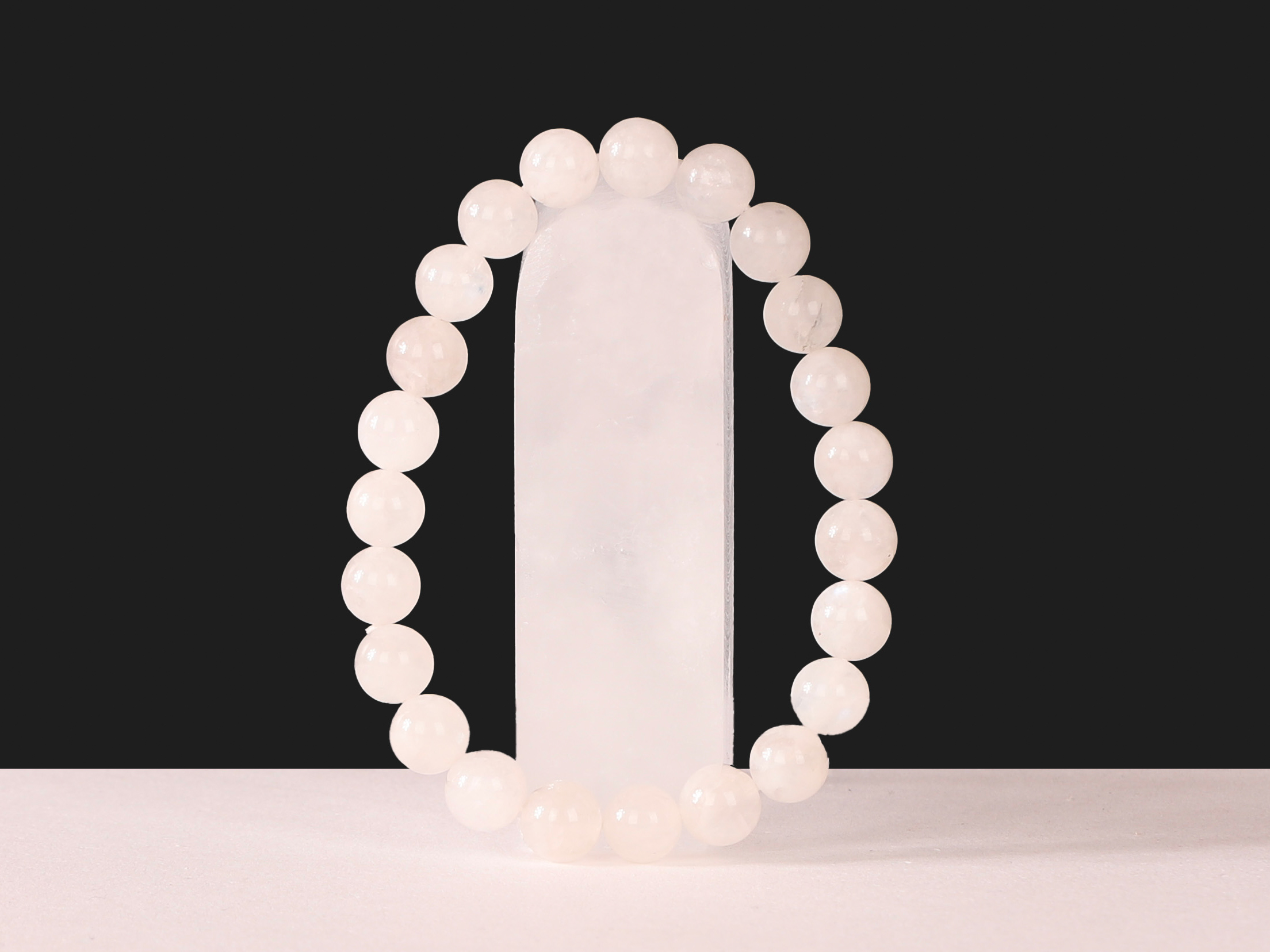 Bracelet Pierre de Lune Blanche 'AA' perles 8mm
