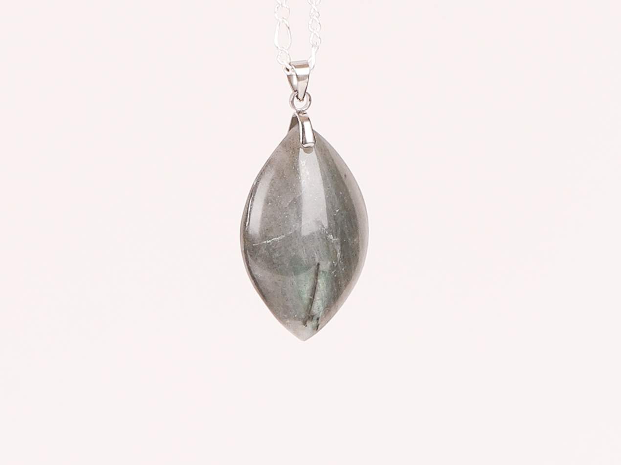 Pendentif marquise Labradorite verte
