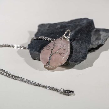 Pendentif Arbre de vie Quartz Rose