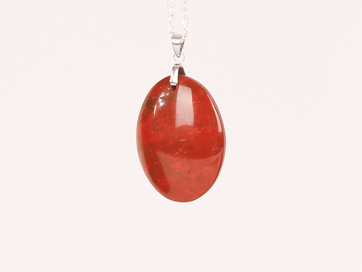 Pendentif ovale Jaspe Rouge