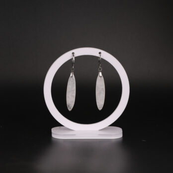 Boucles d'oreilles marquise en Cristal de Roche blanc attache ronde