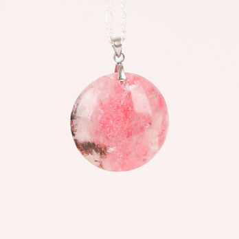 Pendentif cercle Rhodonite black line