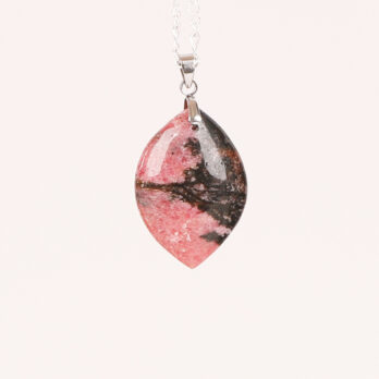 Pendentif marquise Rhodonite black line