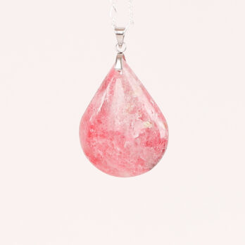 Pendentif goutte Rhodonite black line