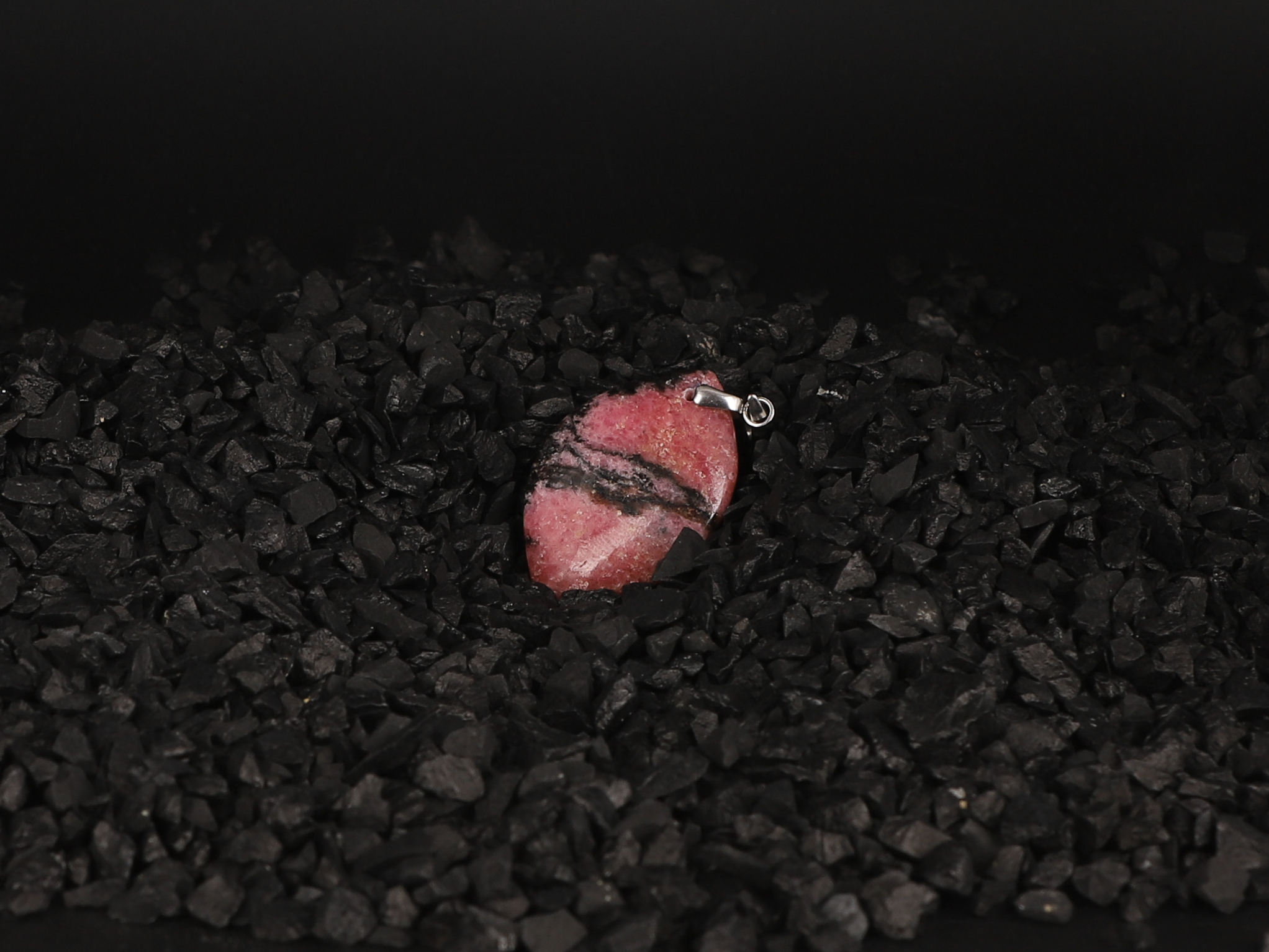 Pendentif marquise Rhodonite black line 2