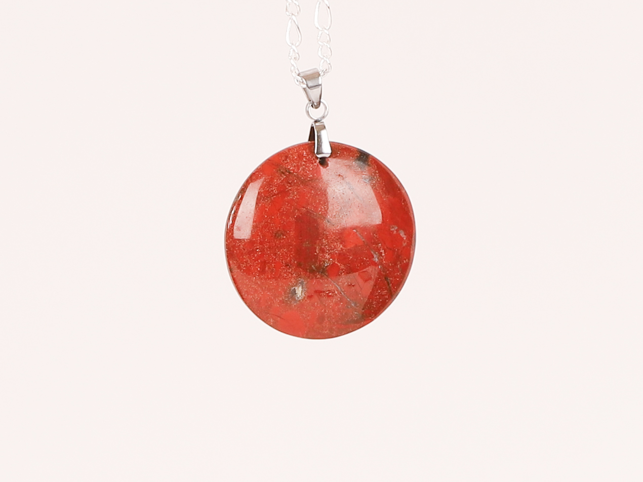 Pendentif cercle Jaspe Rouge