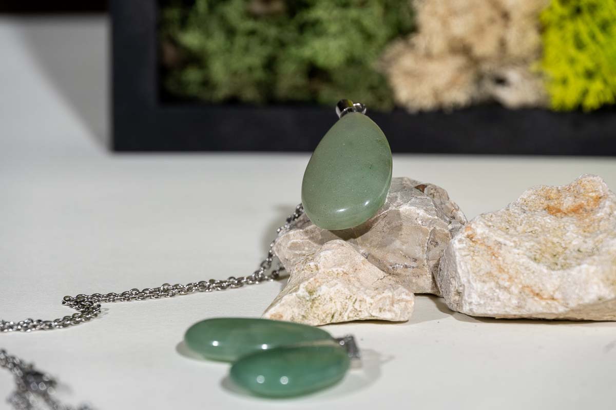 Pendentif larme Aventurine Verte 2