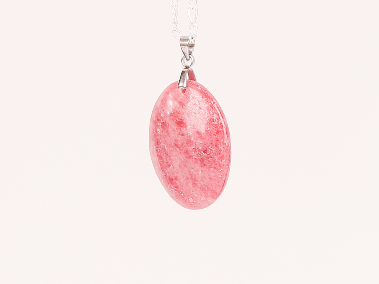 Pendentif ovale Rhodonite
