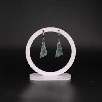 Boucles d'oreilles triangle Pierre de Lune Verte attache crochet