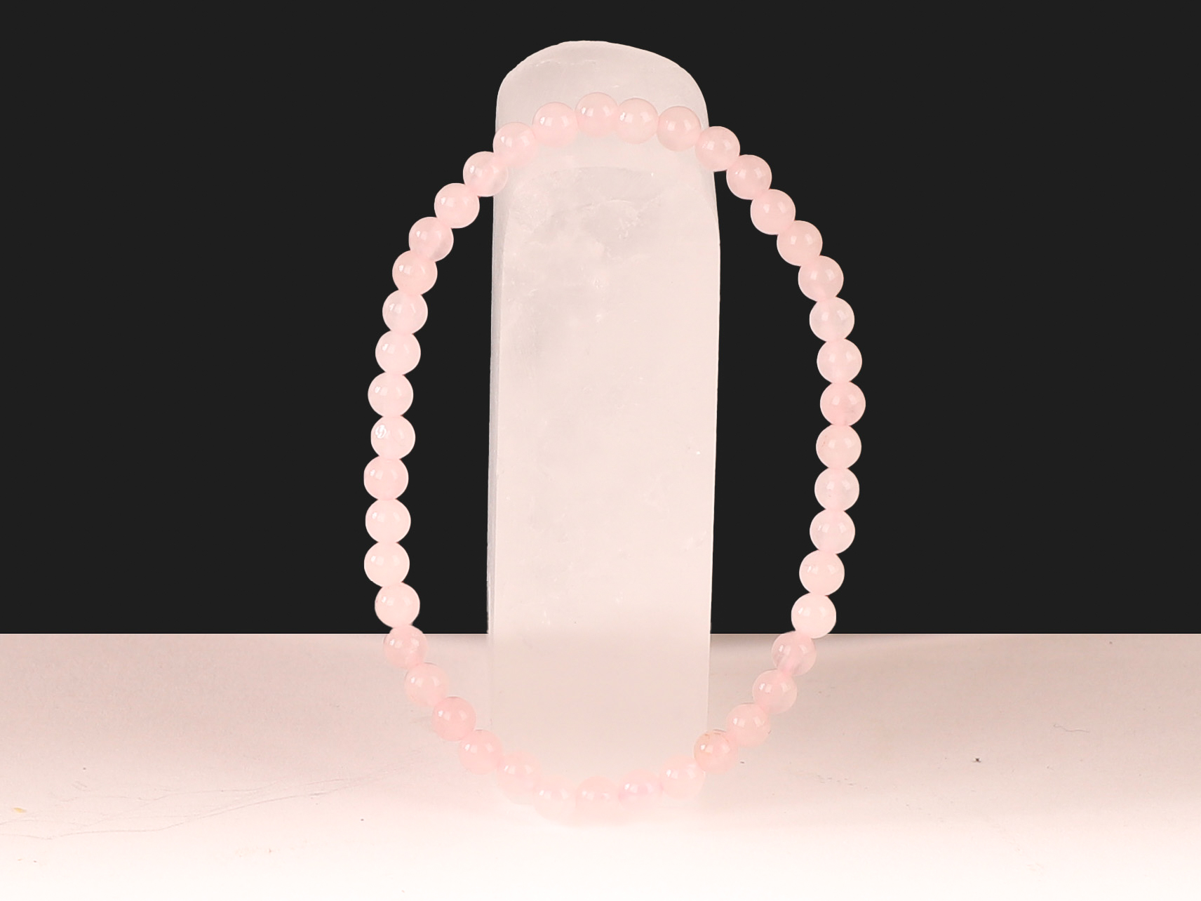 Bracelet Quartz Rose 'A' perles 4mm 20 Bracelet Quartz Rose 'A' perles 4mm