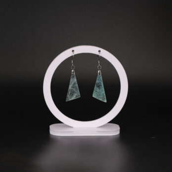 Boucles d'oreilles triangle Pierre de Lune Verte attache ronde