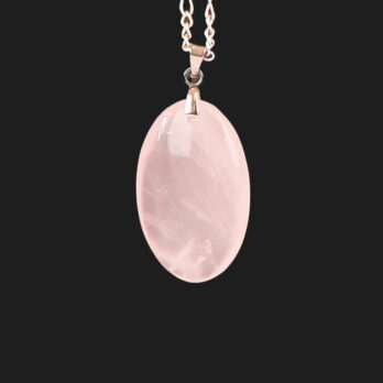 Pendentif ovale Quartz Rose