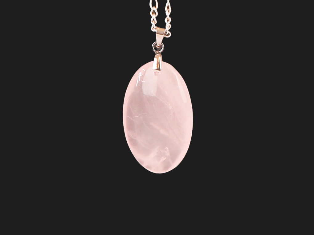 Pendentif ovale Quartz Rose 3 Pendentif ovale Quartz Rose