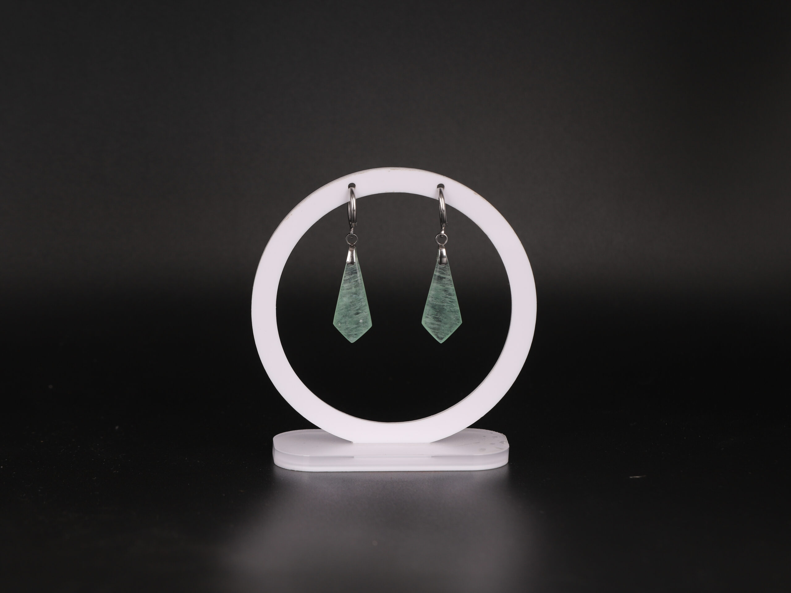 Boucles d'oreilles cravate Pierre de Lune attache ronde 13 Boucles d'oreilles cravate Pierre de Lune attache ronde