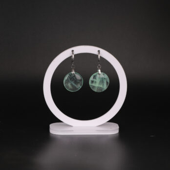 Boucles d'oreilles cercle Pierre de Lune Verte attache ronde