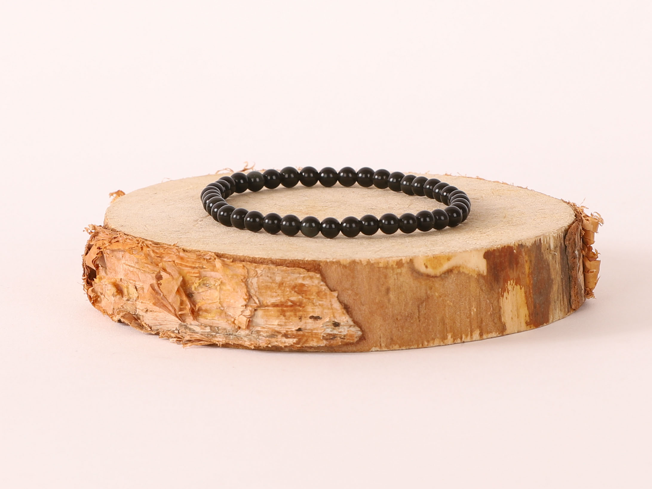 Bracelet Obsidienne Dorée 'A' perles 4mm 2 4HhifLerX3