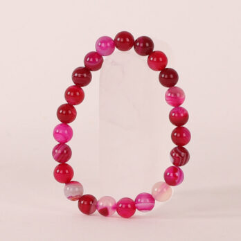 Bracelet Agate Rose 'A' perles 8mm