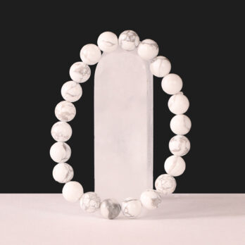 Bracelet Howlite Blanche 'A' perles 8mm
