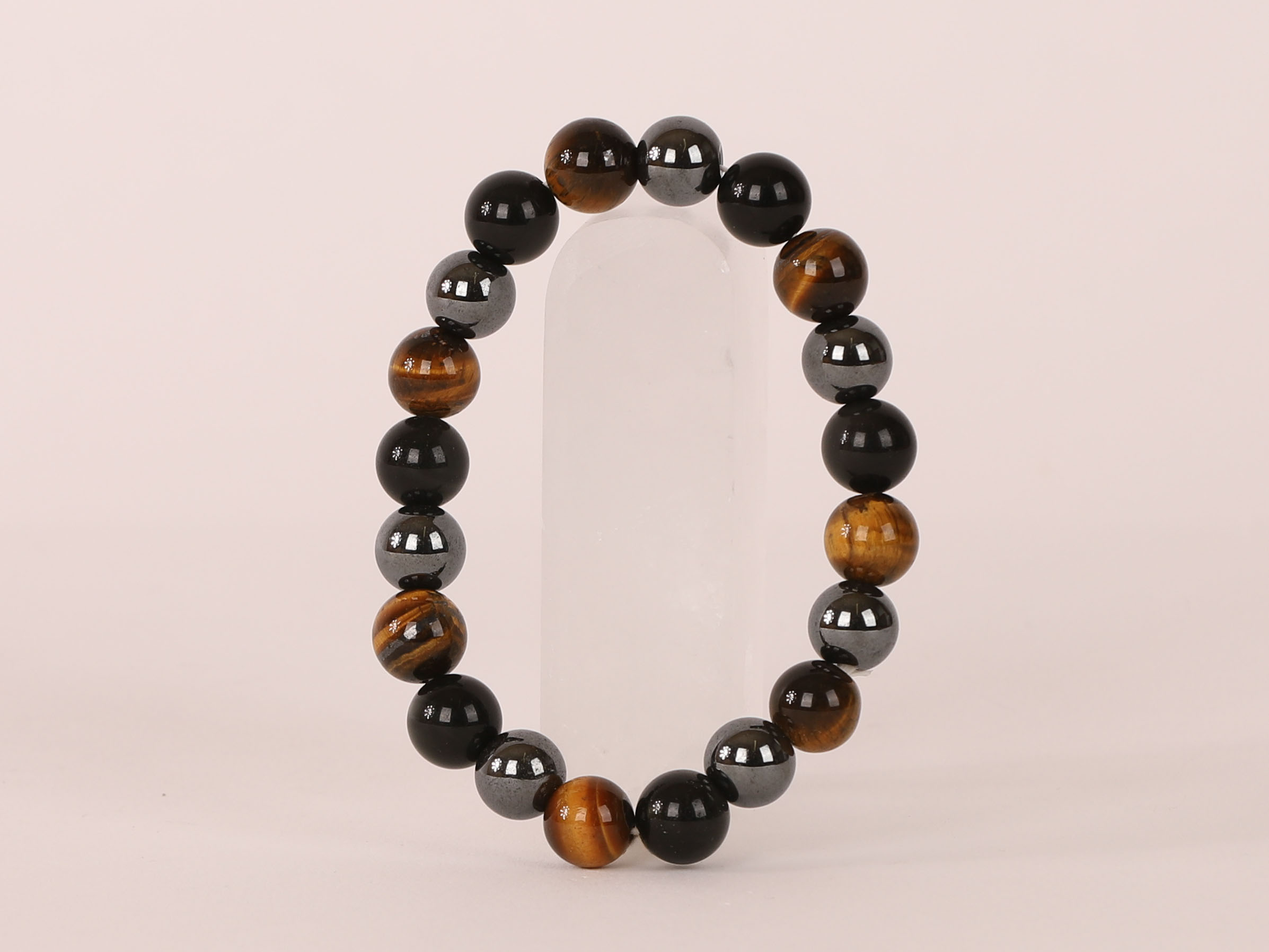 Bracelet Triple Protection Hématite 'A' perles 10mm 4 Bracelet Triple Protection Hématite 'A' perles 10mm