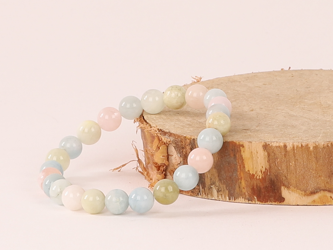 Bracelet Morganite ‘A’ perles 8mm 3