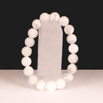 Bracelet Howlite Blanche 'A' perles 10mm